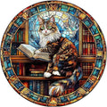Wooden Puzzles Adults, Maine Cat Library Wooden Puzzles 100 Pieces, Unique Animal Shaped Wood Challenging Jigsaw Puzzles Gifts for Adults, 8.5x8.5in