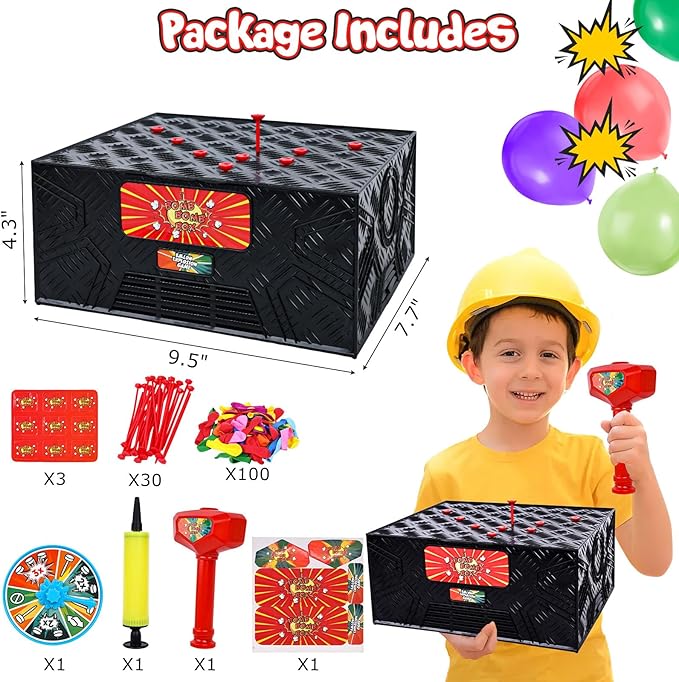 LovesTown Balloon Pop Game, Blast Box Board Games for Family Night Juegos De Mesa Birthday Gifts Party Supplies for Adults and Kids