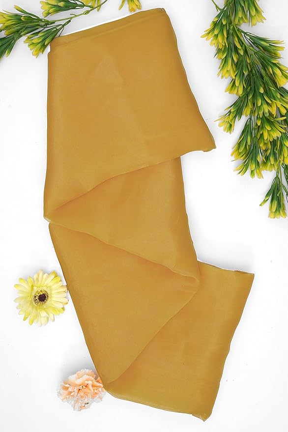 Organza Fabric 10 Yard Bridal Solid Sheer Bolt for Home Décor, Table Décor, Bridal, Fashion, Crafts, Decorations Silky Shiny Organza 44" - (10 Yard, Golden)