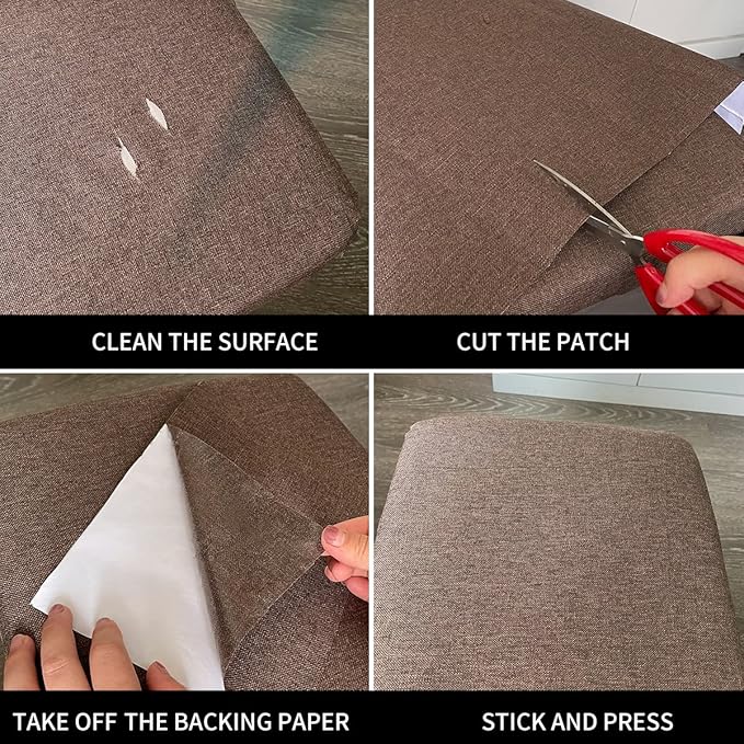 Fabric Repair Patches, 17X79 Inch Linen Repair Tape Self-Adhesive Fabric Patches Durable, DIY Large Linen Tape for Sofa, Couches, Furniture, Chair, Clothing （17X79 Inch, Blue Grey）