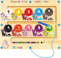 Magnetic Color and Number Maze, Montessori Wooden Magnet Puzzles Learning Counting Matching Board Unicorn Toys for Toddlers Kids 3-5, Educational Fine Motor Skills Toys for Girls Boys 3 4 5 Years Old