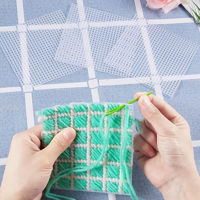 Caydo 12 Pieces 7 Count Plastic Mesh Canvas Sheets, Eye Mesh for Therian Mask, Acrylic Yarn Crafting, Knit Crochet Projects and Make Aquarium Dividers (10.5 X 13.5 Inch)