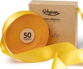 Yellow Ribbon 1-1/2 Inch x 50 Yards Double-Faced Satin Ribbons for Crafts Gift Wrapping Flower Bouquet Wedding Paper Holiday Decorating