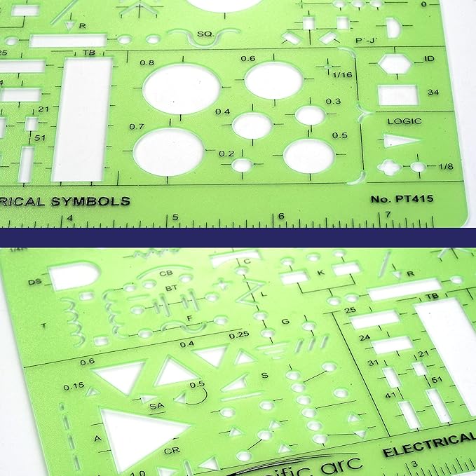 Pacific Arc Template: Electrical Symbols, 135 Openings 5.25" x 8.25"