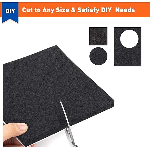 MAGZO 6Pcs Adhesive Foam Padding 1/4 in Thick X 4 in X 4 in,Closed Cell Foam Sheets Neoprene Rubber Self Stick Pads Anti Vibration Pads,Black (4in x 4in x 1/4in, 6Pcs)