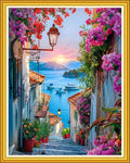 Magxvouy Cross Stitch Kits Stamped Full Range of Embroidery Kits,Cross Stitch Patterns Needlework Kits for Beginners 11CT Printed Kits&Seaside Scenery 16x20 inch