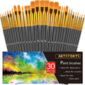 Paint Brushes Set, 30 Pcs Paint Brushes for Acrylic Painting, Oil Watercolor Acrylic Paint Brush, Artist Paintbrushes for Body Face Rock Canvas, Kids Adult Drawing Arts Crafts Supplies, Black