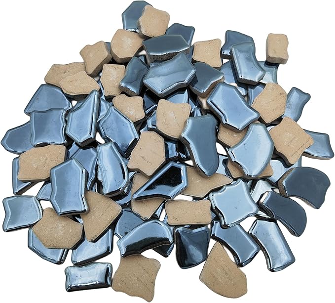 0.78"-1.57" Irregular Ceramics Mosaic Tiles,1.1LB Mosaic Pieces Stones for Home Decoration DIY Craft Plates Flowerpots Vases Cups Mosaic Making Supplies (Iridescent Black 1)