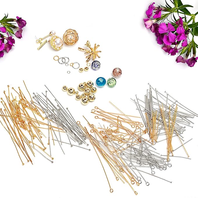 150pcs 18K Gold Filled Flat Head Pins Non Tarnish Craft Earring Bracelet Jewelry Making Accessories Supplies (40mm (1.57in), Gold-Flat Head Pin)