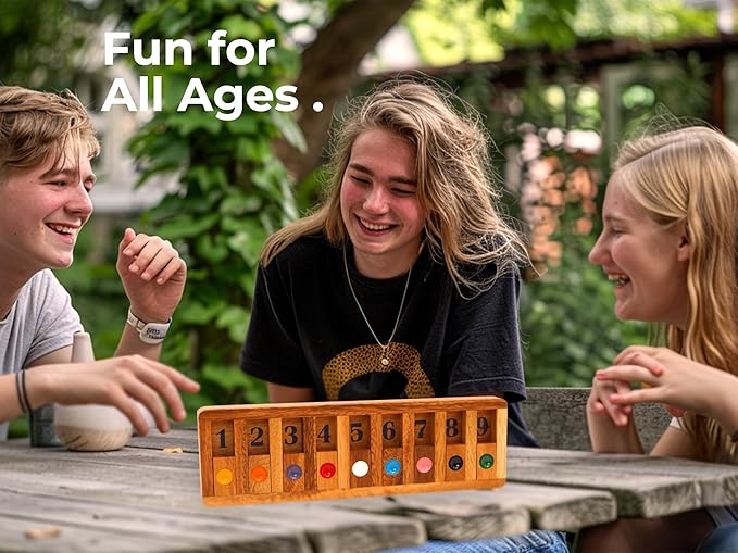 BSIRI Shut The Box Board Games with Math Kids Player Wooden Box of Brain Teaser Puzzles for Family Educational and Get Fun on Game to Teach Kids to Count on Math