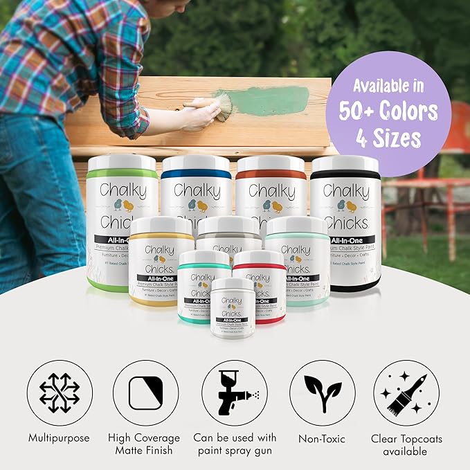 Chalky Chicks All-in-One Chalk Paint for Furniture or Cabinet - 4Fl Oz-Matte Finish Sweet Lilac (Light Purple) for Metal, Wood Furniture Paint - No Sanding All-in-One for Home Decor & Crafts, USA Made