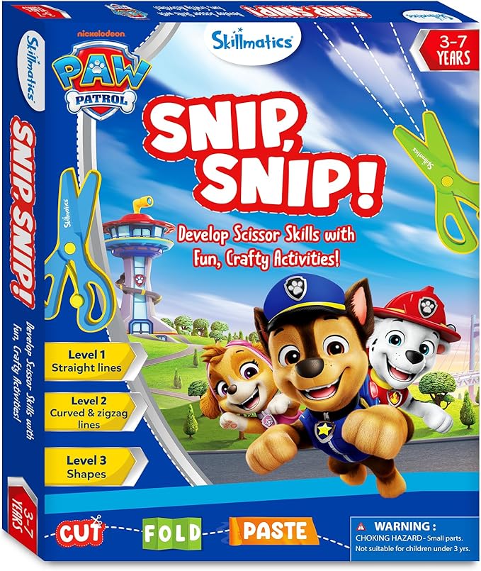 Skillmatics Scissor Skills Activity Book - Snip Snip PAW Patrol, Stocking Stuffers, Preschool Cutting & Creative Activities, Felt Craft Kit, Fine Motor Skills, Christmas Gifts for Ages 3, 4, 5, 6, 7