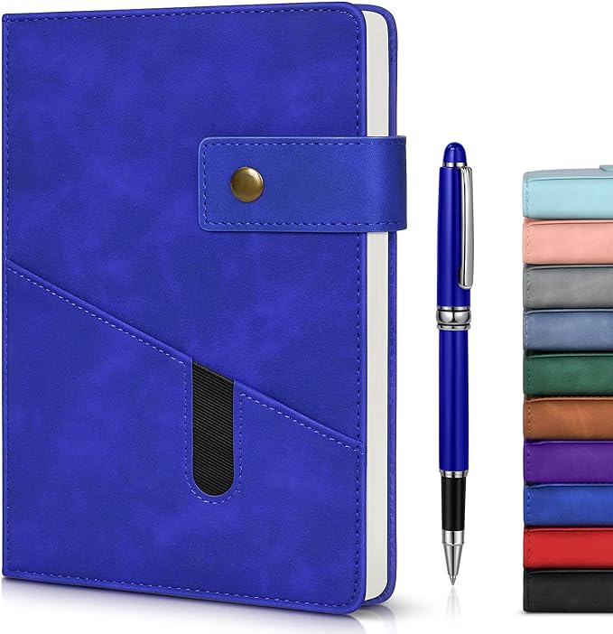 A5 Lined Leather Journal Notebook for Men Women,5.9" X 8.4" Personalized Hardcover Journal with Pen,200 Pages 100 Gsm Thick Ruled Paper Daily Diary for School,Travel,Work,Home,Writing