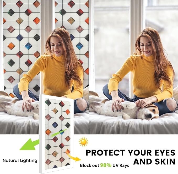 DKTIE Window Privacy Film Frosted Glass Static Cling UV Sun Blocking Heat Control Window Tint Day and Night Insulation Home Bathroom Door Decorative (S533, 23.6in X 78.7in)