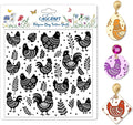 CHGCRAFT Artistic Chicken Silhouette Polymer Clay Texture Sheet Plant Leaves Bohemian Silicone Texture Mat for Polymer Clay Making Earrings Jewelry DIY Crafts 5.5 × 5.5 Inch
