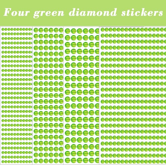 1799 Pcs 4 Sheets Rhinestone Stickers 3/4/5/6 mm Self Adhesive Rhinestones Gems for Face Eyes Makeup Hair Body (green-3/4/5/6mm)