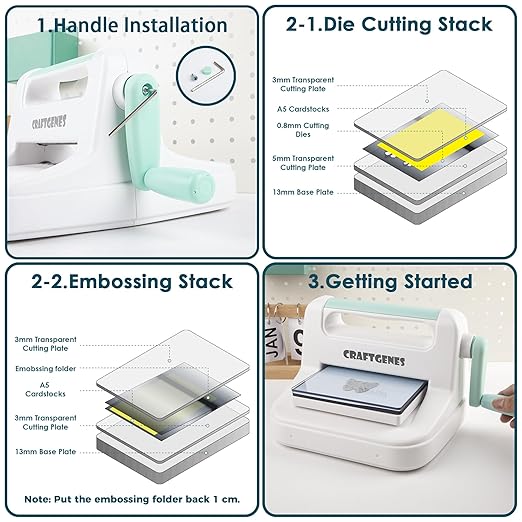 Manual Die Cutting Machine, Embossing Machine 6'' Opening Size for Cardmaking, Scrapbooking, and DIY Crafts – Complete Set with A5 Die Cuts, Embossing Folders, Plates, Clear Stamps
