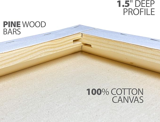 milo Stretched Artist Canvas | 36x36 inches | 2 Pack | 1.5” inch Thick Gallery Profile | 11 oz Primed Large Canvases for Painting, Ready to Paint Art Supplies for Acrylic, Oil