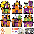 Renbuzhu 36PCS Halloweens Crafts Bulk: Haunted House Paper Suncatchers DIY Kit Party Activities Decorations, Window Stained Glass Effect Art Supplies