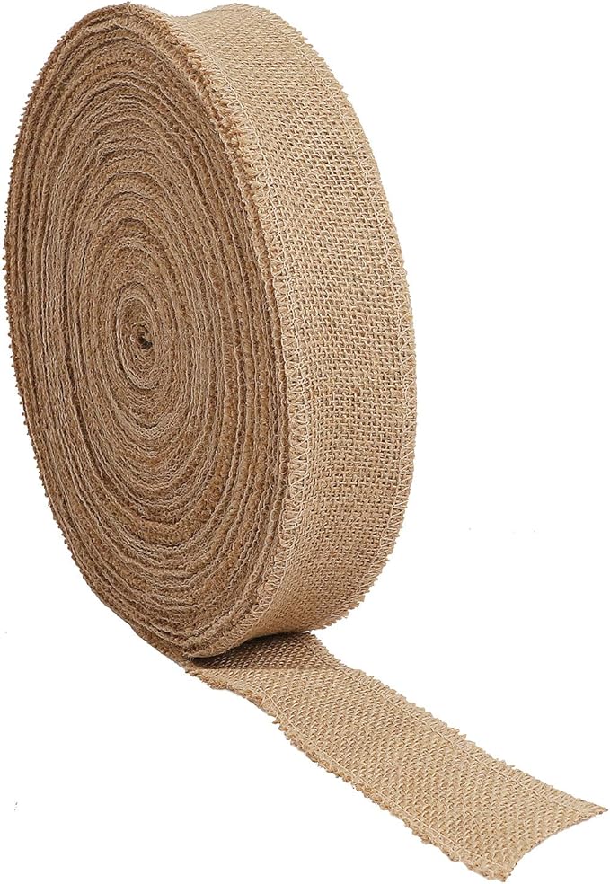 KINJOEK 1 Inch Wide 82 Yards Burlap Ribbon, Natural Jute Fabric Ribbon, Crafts Ribbon for Christmas, Wedding, Gifts, Burlap Fabric DIY, Decoration