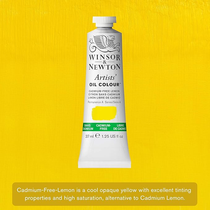 Winsor & Newton Artists' Oil Color, 37ml (1.25 oz) Tube, Cadmium-Free Lemon