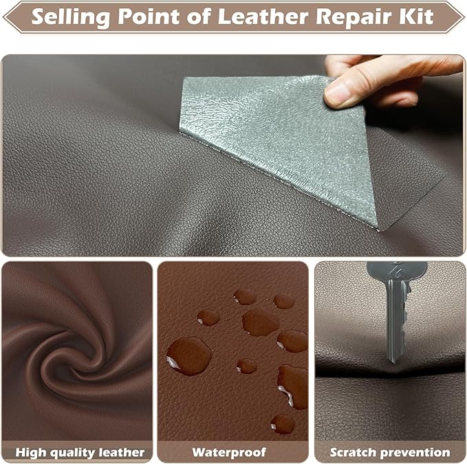 Leather Repair Tape, 4.7x63 inch Leather Patches for Furniture, Self Adhesive Leather Repair Patch for Sofas, Couches, Leather Covers, Seats, Chairs, Vinyl Repair Tape Retro Dark Gray