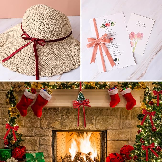 Black Velvet Ribbon,1-1/2"W x 20Yd Single Face,Great for Gift Wrapping,Hair Bows,Handmade Craft and Christmas,Wedding Decoration (1-1/2" Black)