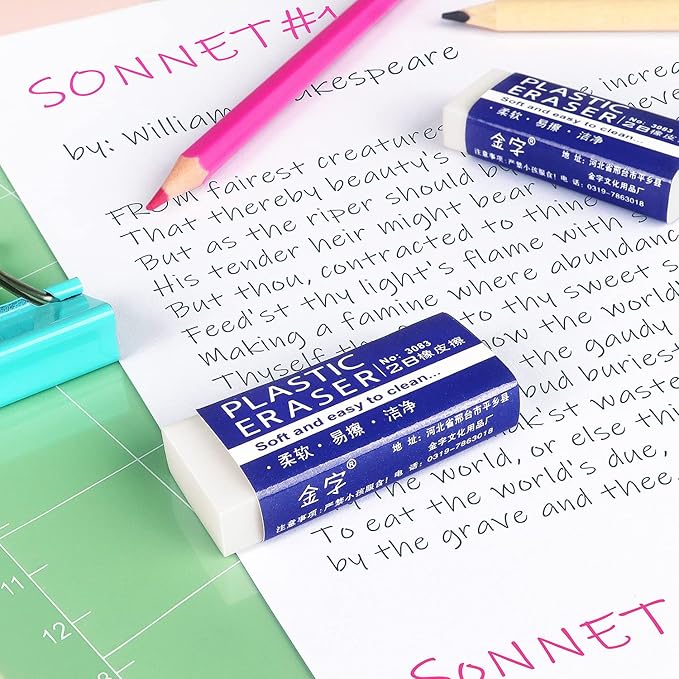 Tamaki 24 Pack Pencil Erasers, Large White Erasers for School Office, Art Erasers for Drawing