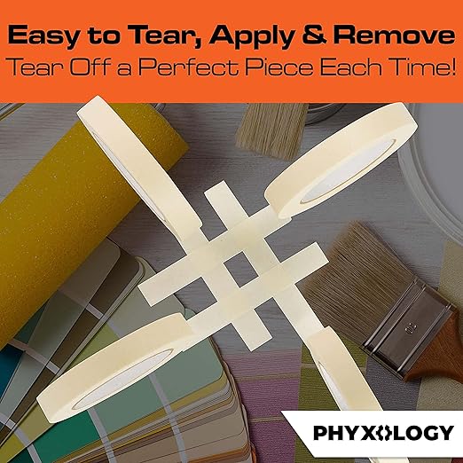 No-Residue 1 in, 60 Yd Masking Tape 1 Pk. Easy-Tear Pro-Grade Removable Painters Tape Great for Home Office or Commercial Contractor Use. Clean, Drip-Free Painting with Durable Wide Crepe Paper Rolls