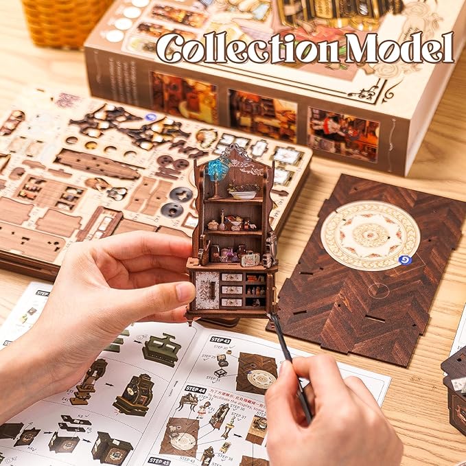 Fsolis Book Nook Kit, DIY Miniature Dollhouse Kit for Adults Bookshelf Decor Birthday for Women Teens Craft Lovers (Grandpa's Antiques Store)