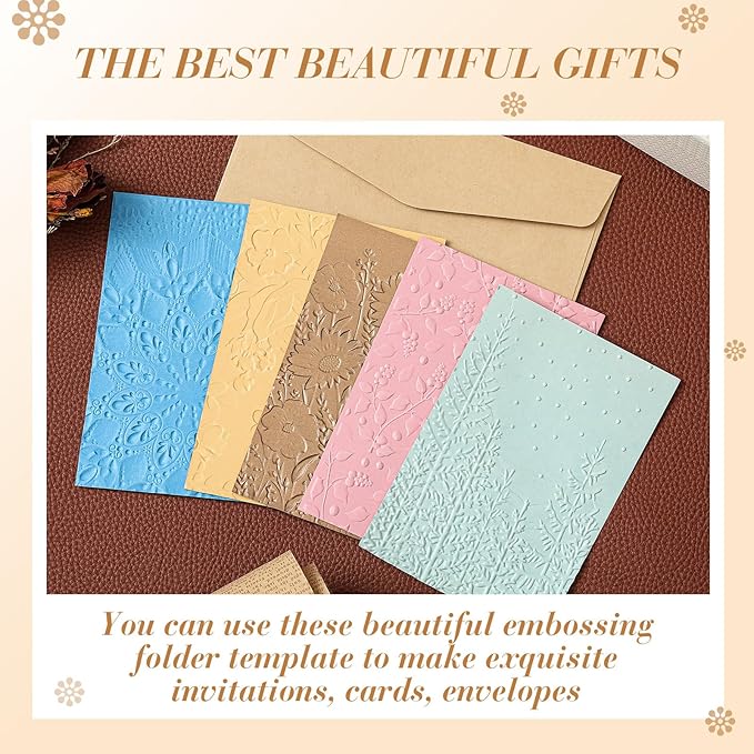 Geiserailie 8 Pcs Embossing Folders Embossing Machine Template Paper Card Folders for Christmas Card Making DIY Flower Scrapbook Photo Album Craft Decoration 5.9 x 4.1 Inch (Elegant Style)