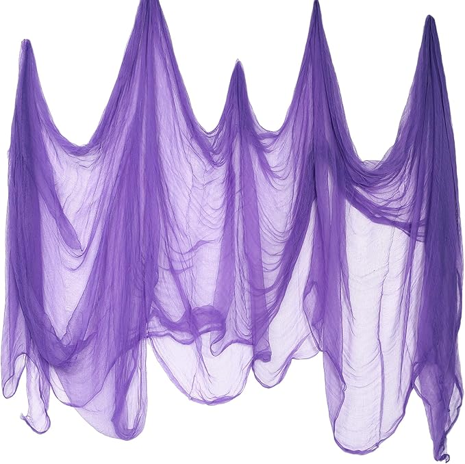 Boao Halloween Cheese cloth 29.92 x 590.55 Inch Purple Cheesecloth Roll for Crafts Large Cotton Muslin Gauze Fabric for Halloween Outdoor & Indoor Spooky Decoration