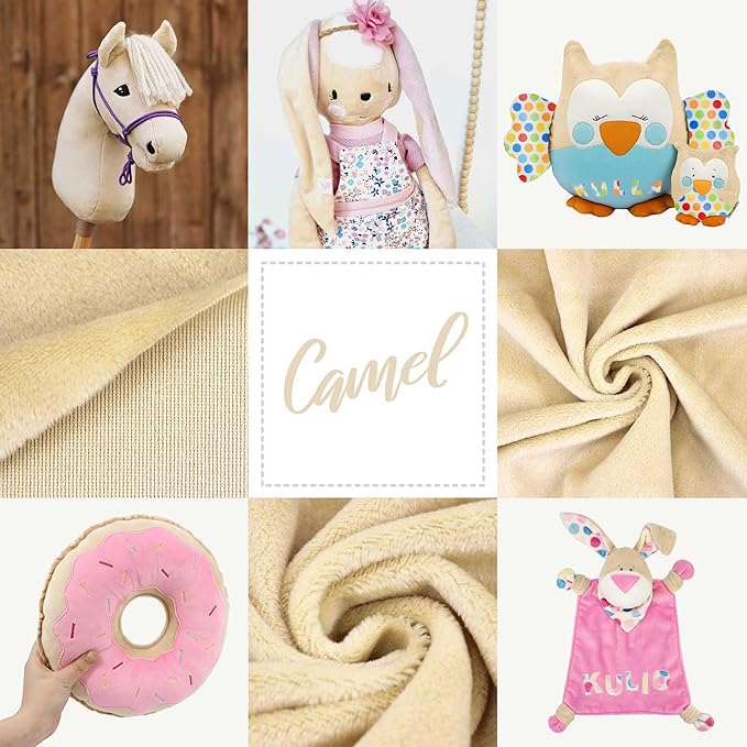 kullaloo Plush Fabric | Solid Camel Minky Fabric for Sewing (Pack of 2 | Super Soft Cuddle Material | 39.5x29.5 | Plushies, Baby Blankets, Pillows, Dog Beds, Cat Beds, Baby Accessories, Apparel