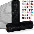 2 Rolls Mesh Ribbon for Wreaths 10 Inch x 30 Foot Wreath Mesh Rolls with Metallic Foil for Easter Christmas Party Wedding Home Decor DIY Craft Projects and Gift Wrapping (Black)