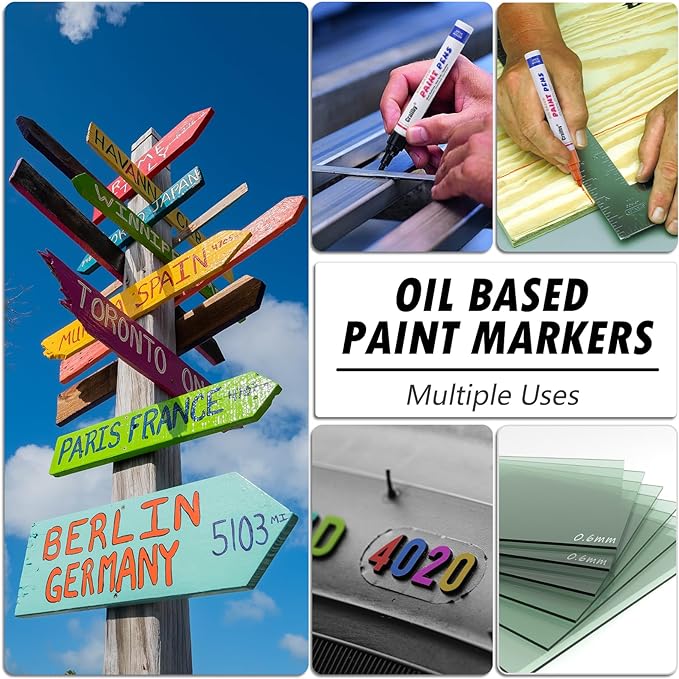 Yellow Paint Markers, 12 Pack Oil-Based Waterproof Quick Dry Permanent Paint Pen Set for Rocks Painting, Wood, Fabric, Plastic, Canvas, Glass, Mugs, Metal, Tire, Stone, DIY Craft