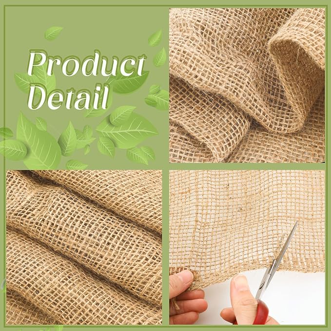 Buryeah Burlap Fabrics Roll Natural Jute Burlap Tree Wraps Protector Winter Frost Plant Blankets Cloth Weed Barrier Fabric Garden Plants for Winter Outdoor Trees Shrubs Party(80 Inch X 100 ft)