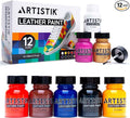 Leather Paint Set with Brushes - 12 x 30ml Acrylic Paints Leather Dye Set for Shoes Bags Boots Sneakers Jackets Car Seat Leather