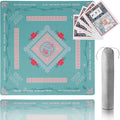 Mahjong Mat, Mahjong Mat for Table, Comes with 1 Velvet Mahjong Mat Storage Bag, with 2025 Mahjong Cards (4pcs), Fit for Mahjong/Poker/Board Games/Card Games/Dominoes (Green)