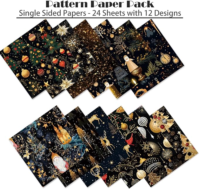YASMEN 6"x6" Scrapbook Paper Pad - 24 Sheets of Patterned Cardstock for Card Making, Scrapbooking, Junk Journal, DIY Gift Cards - Single-Sided Decopodge Decorative Craft Paper