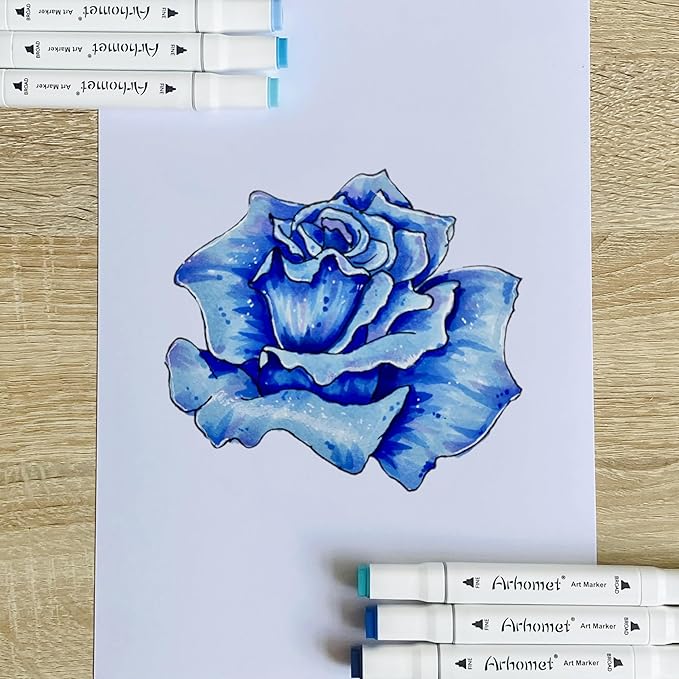 6Pcs Blue Colors Sea Ocean Sky Alcohol Markers Set, Dual Tips Art Markers Clear Blending Pen Drawing Sketched Double Tipped for Adults Kids Artists (Blue)