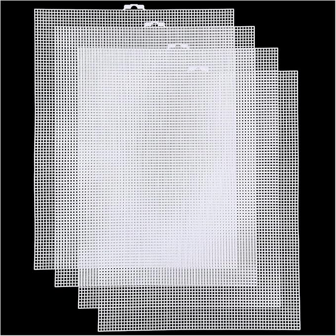 Plastic Canvas Sheets 13.4” x 10.4” Per Sheet, 2.5mm Mesh (About with 7 Holes per inch) Easy-to-Cut Needlepoint Canvas for Cross Stitch, Embroidery, DIY Crafts & Aquarium Dividers (4 Piece)