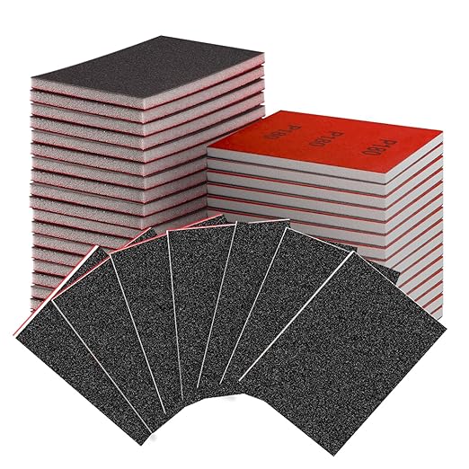 30-Pcs 3x4 Inch 180 Grit Sanding Sponge Set, Sanding Block, Ultra-Fine Wet/Dry Sandpaper for Wood, Metal, Drywall, Furniture Polishing
