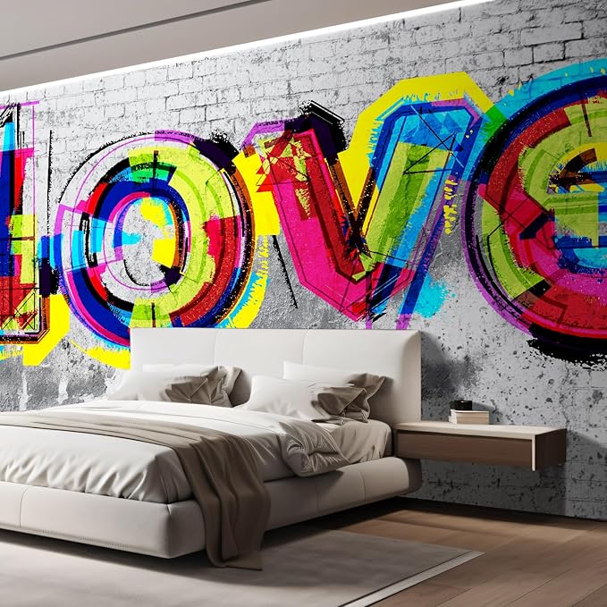 wall26 Wall Sticker/Wall Mural Colorful Graffiti, Not Peel and Stick, Non-Woven Wallpaper Decorative for Bedroom, Living Room, Office - 99x96 inches