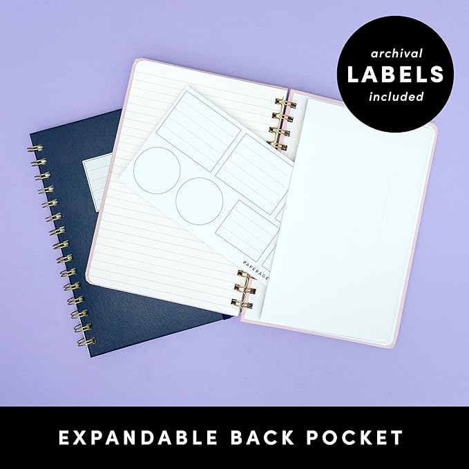 PAPERAGE Lined Spiral Journal Notebook, (Blush), 160 Pages, Hardcover Journal for Women & Men, Medium 5.5 in x 8 in - 100 GSM, Thick Paper, Spiral Notebook for Work, School & Journaling