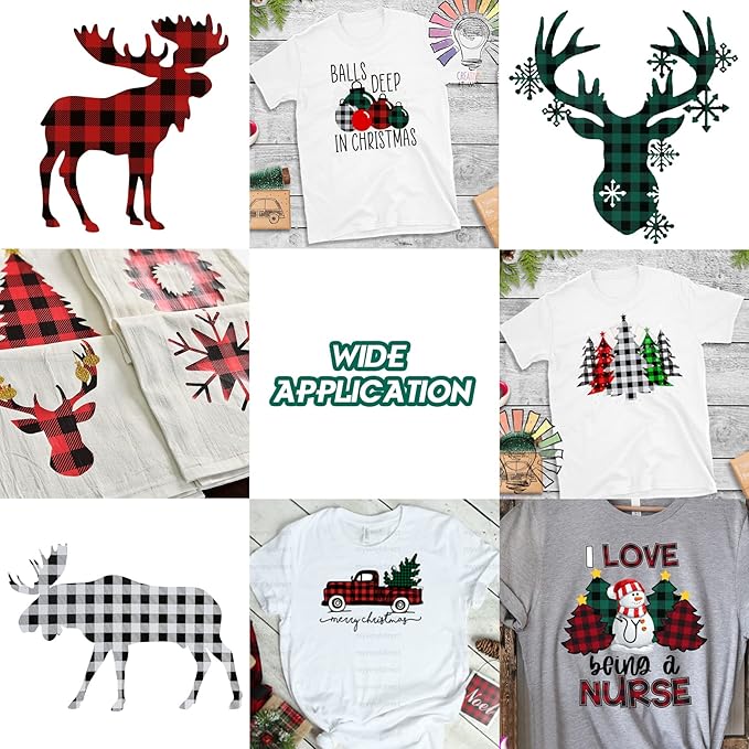 TORC Red Black Buffalo Plaid HTV Vinyl 12 inch x 10 ft, Check Heat Transfer Vinyl Iron on Transfers for Christmas