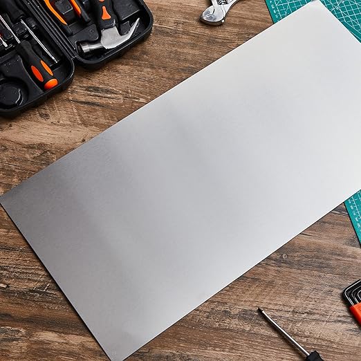 2 Pcs 430 Stainless Steel Sheet Metal 12 x 6 Inches 24GA Metal Plates Panel #4 Brushed Finish Magnetic Mount Board Wall Food Truck Restaurant Crafting Kitchen Floor Trailer Garage Gym