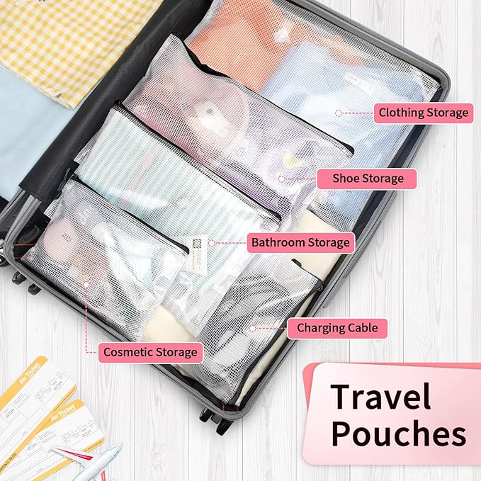 Umriox Zipper Pouch, 16.9x12.4 in (12 Colors, 12 Packs), Extra Large Mesh Bags, Waterproof Zipper Pouches for Office Supplies, Puzzles, Board Game Storage & Cross Stitch Projects