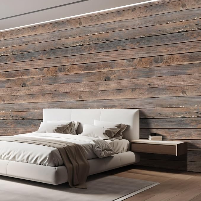 wall26 Wall Sticker/Wall Mural Horizontal Brown Vintage and Retro Wood Textured, Not Peel and Stick, Non-Woven Wallpaper Decorative for Bedroom, Living Room, Office - 96x120 inches