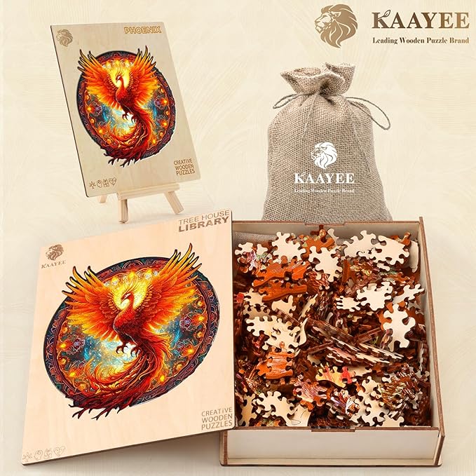KAAYEE Wooden Jigsaw Puzzles-Wooden Puzzle Adult Unique Shape Advanced Phoenix Wooden Jigsaw Puzzle for Adult, Family Puzzles 21.6 * 20in 680pcs