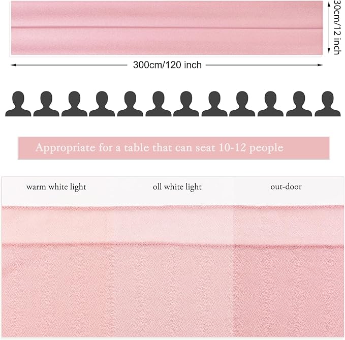 1 Pack Dusty Rose Chiffon Table Runner 12 x 120 Inches Sheer Table Runner Romantic Table Cloth for Wedding Decor 10ft Tulle Table Runner Table Decorations for Birthday Party